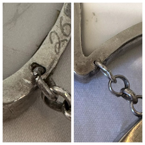 TEXAS SOUVENIR PLATE THEMED ARTISAN STERLING LINK W/TOPAZ ACCENTS BRACELET 8-9” - Picture 11 of 11